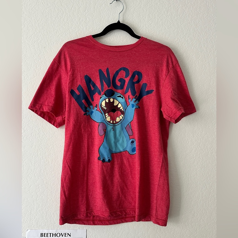 Disney Stitch Hangry Graphic Tee M Red Lilo & Stitch Character Shirt Unisex